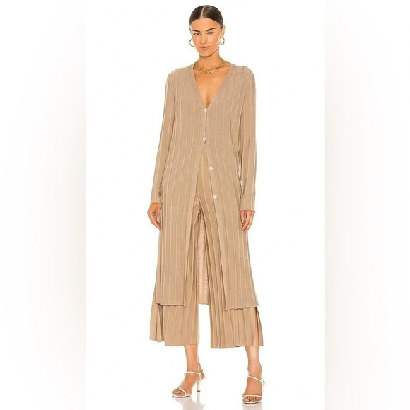 THEORY Wide Rib Cardigan - Tan NWT - Picture 1 of 5